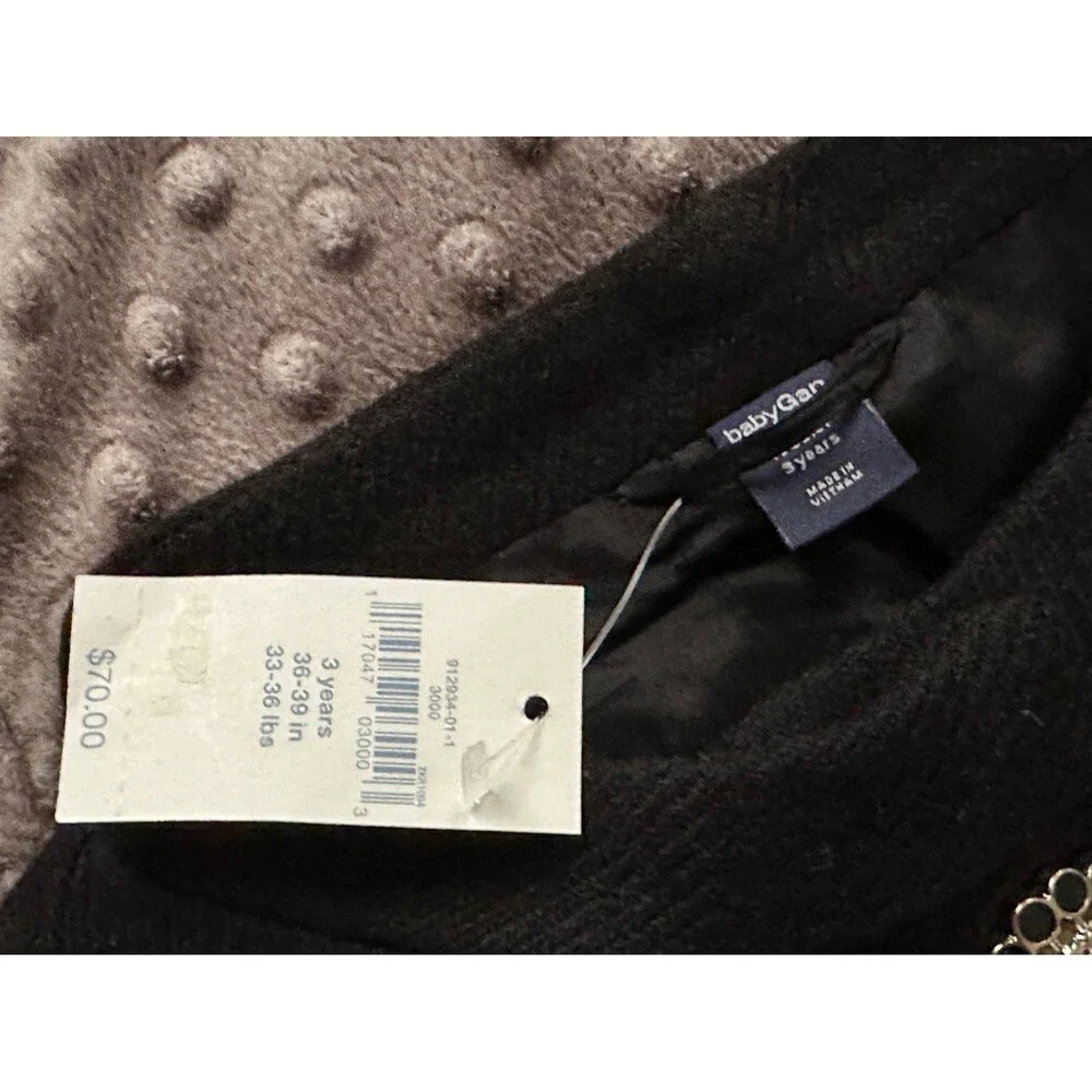 NEW Vintage Baby Gap Peacoat Audrey Hepburn Coat Black Jacket